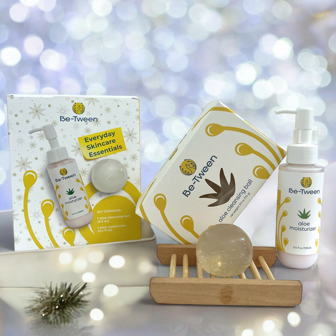 Looking for the perfect holiday gift for your tween? Be-Tween's Everyday Skincare Essentials gift set includes our fun aloe cleansing ball and hydrating aloe moisturizer. Designed to make skincare simple and enjoyable, this limited-time set helps tweens develop healthy skin habits. Priced at just $30, it's the perfect gift to keep their skin fresh and glowing all holiday season. Ideal for millennial parents who want to encourage self-care with a skincare routine that's both fun and effective. Don't miss out