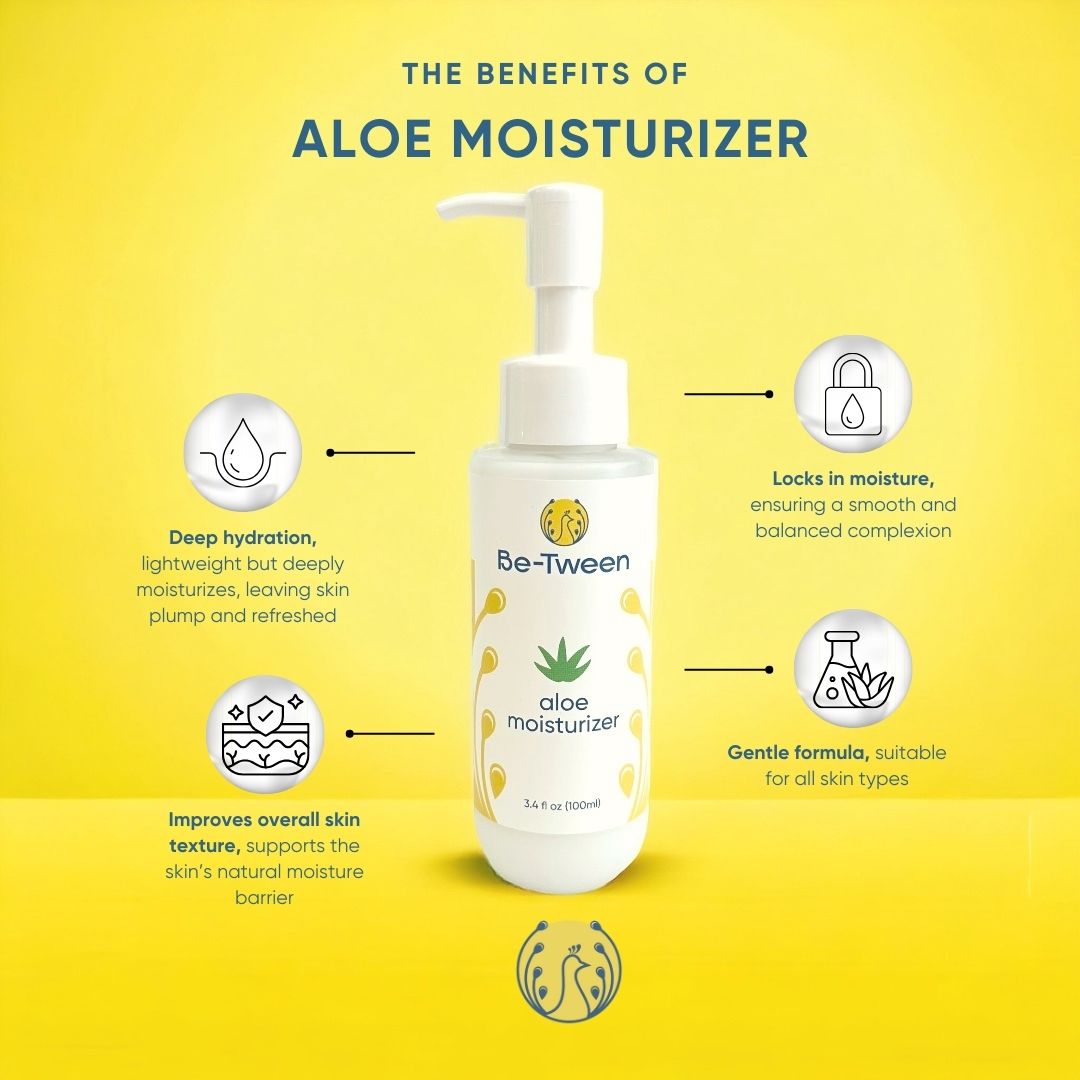 the benefits of aloe moisturizer. Deep hydration, lightweight but deeply moisturizes, leaving skin plump and refreshed. Locks in moisture, ensuring a smooth and balanced complexion. Improves overall skin texture, supports the skin’s natural moisture barrier. Gentle formula, suitable for all skin types.